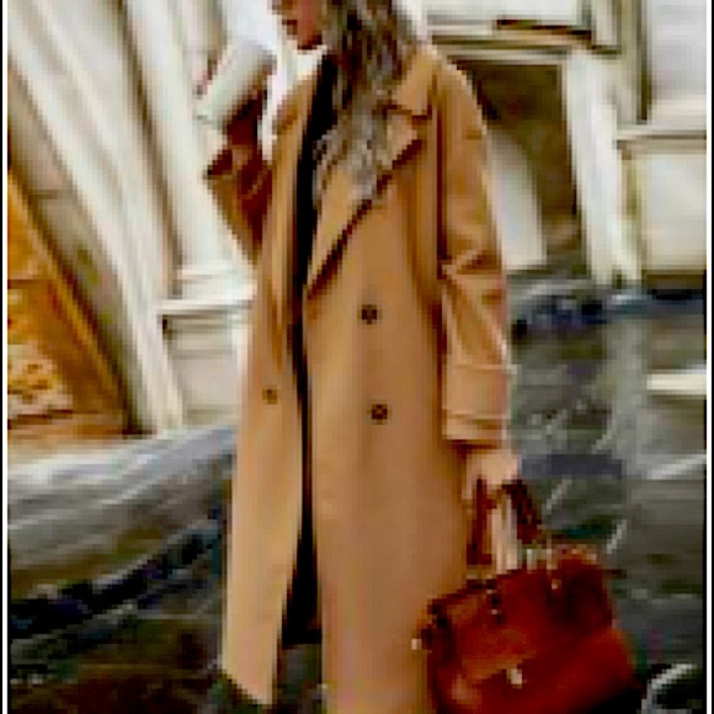 Shein Oversized Tan Front Button Peacoat